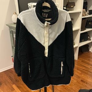 Free People Fall To Rise Fleece Quarter Snap in Black Combo